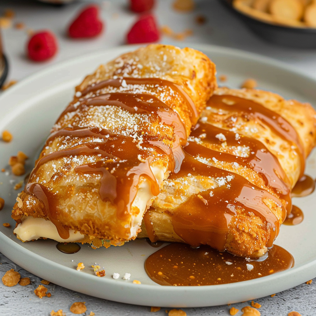 Caramel Cheesecake Chimichangas recipe